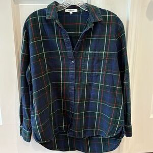 Madewell flannel in festive plaid, size small
